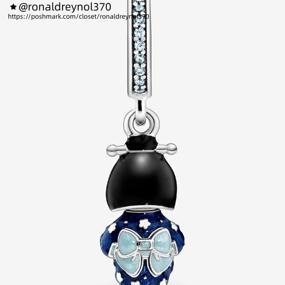 Pandora Japanese Doll in Blue Kimono Dangle Charm - Picture 3 of 5